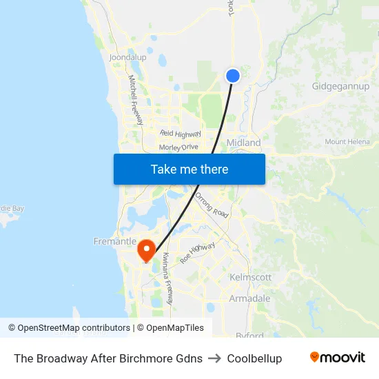 The Broadway   After Birchmore Gdns to Coolbellup map