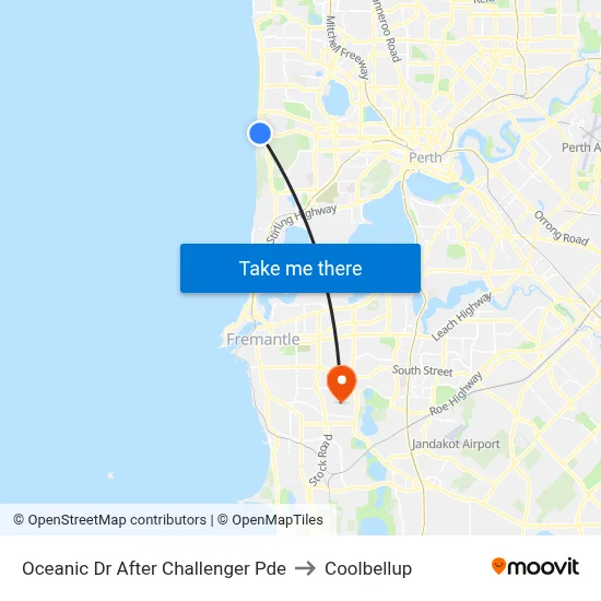 Oceanic Dr After Challenger Pde to Coolbellup map
