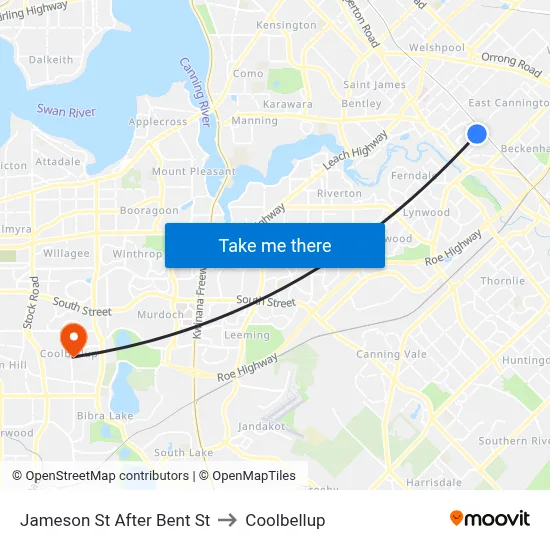 Jameson St After Bent St to Coolbellup map