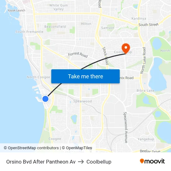 Orsino Bvd After Pantheon Av to Coolbellup map