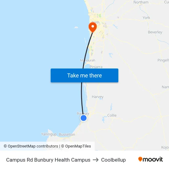 Campus Rd Bunbury Health Campus to Coolbellup map