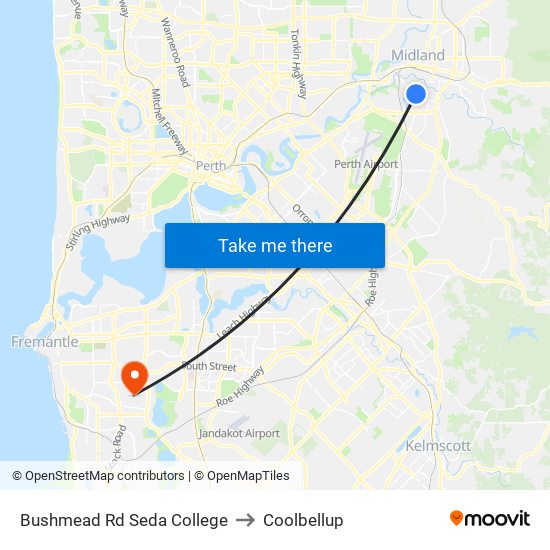 Bushmead Rd Seda College to Coolbellup map