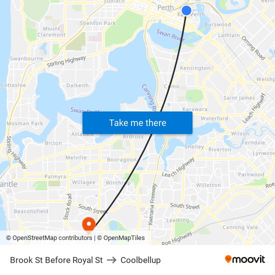 Brook St Before Royal St to Coolbellup map