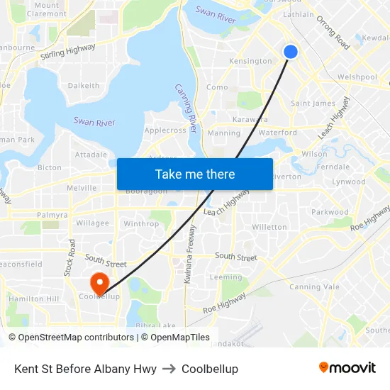 Kent St Before Albany Hwy to Coolbellup map