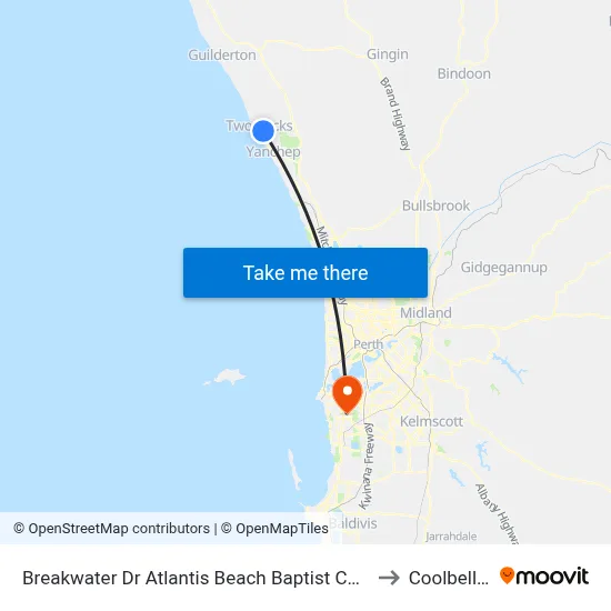 Breakwater Dr Atlantis Beach Baptist College to Coolbellup map