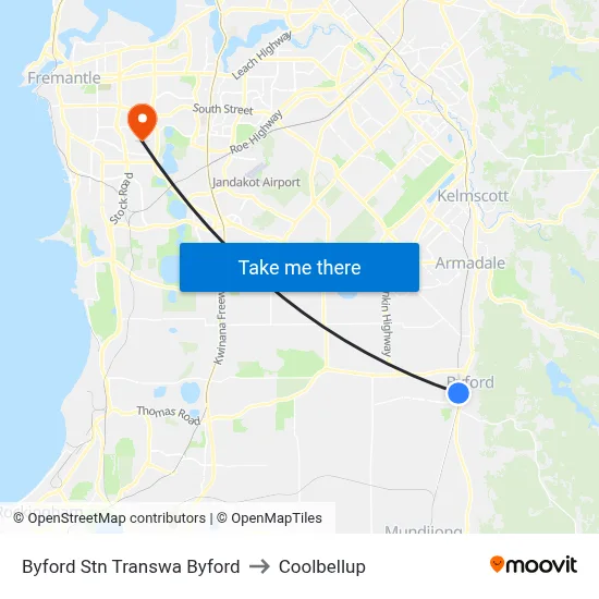 Byford Stn Transwa Byford to Coolbellup map
