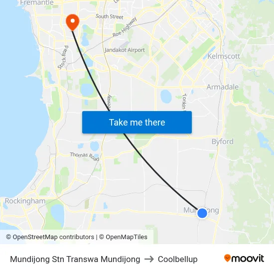 Mundijong Stn Transwa Mundijong to Coolbellup map