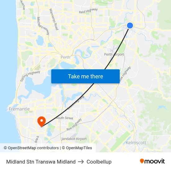 Midland Stn Transwa Midland to Coolbellup map