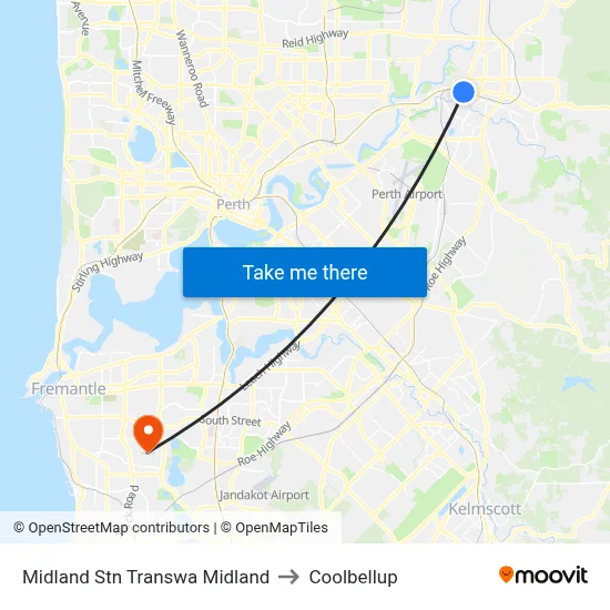 Midland Stn Transwa Midland to Coolbellup map