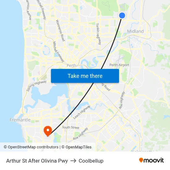 Arthur St After Olivina Pwy to Coolbellup map