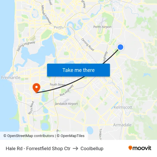 Hale Rd - Forrestfield Shop Ctr to Coolbellup map