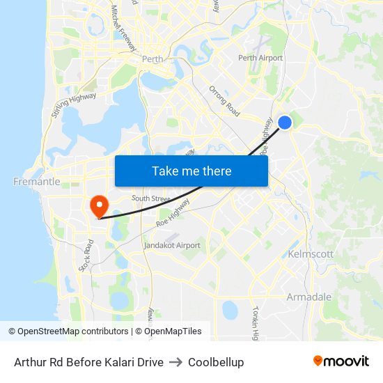 Arthur Rd Before Kalari Drive to Coolbellup map