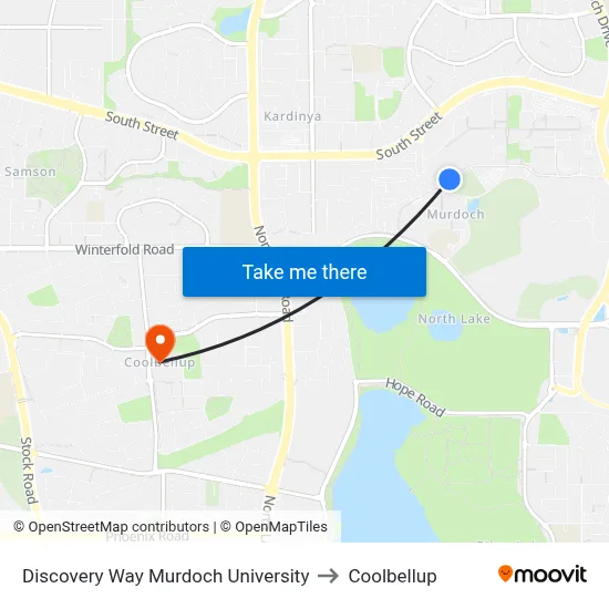 Discovery Way Murdoch University to Coolbellup map