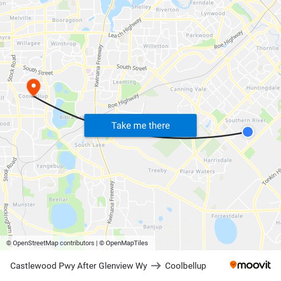 Castlewood Pwy After Glenview Wy to Coolbellup map