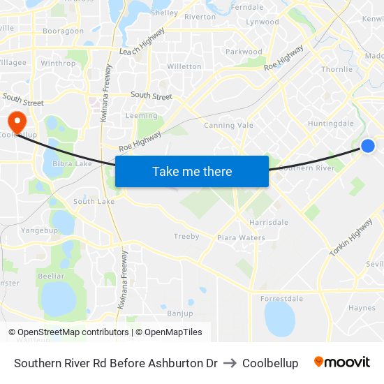 Southern River Rd Before Ashburton Dr to Coolbellup map