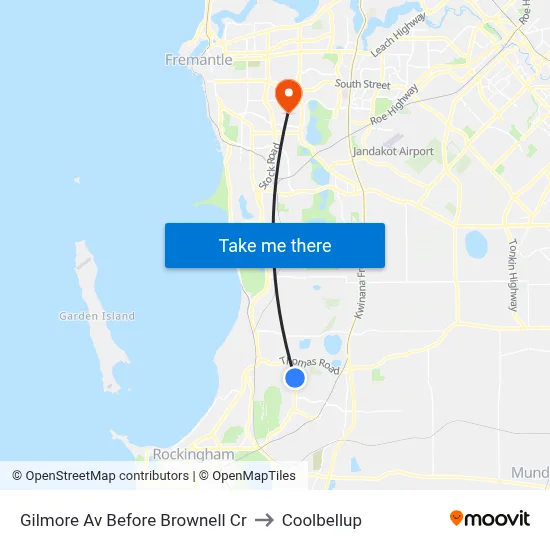 Gilmore Av Before Brownell Cr to Coolbellup map