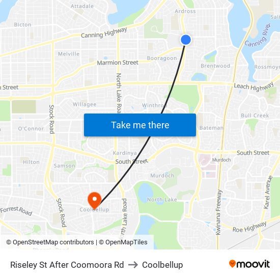 Riseley St After Coomoora Rd to Coolbellup map