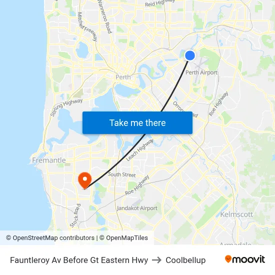 Fauntleroy Av Before Gt Eastern Hwy to Coolbellup map