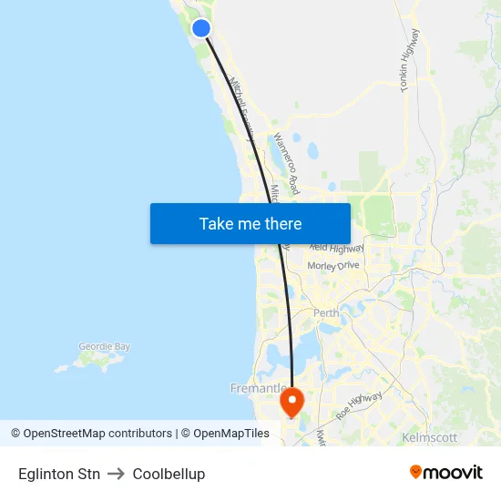 Eglinton Stn to Coolbellup map