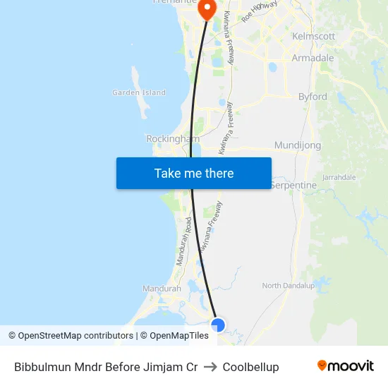 Bibbulmun Mndr Before Jimjam Cr to Coolbellup map