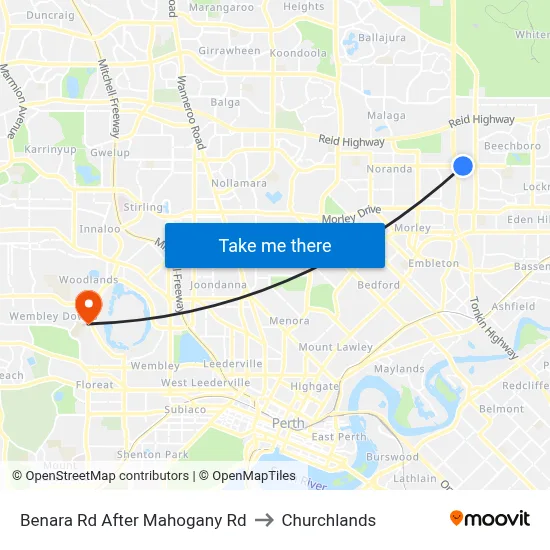 Benara Rd After Mahogany Rd to Churchlands map