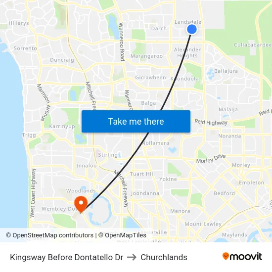 Kingsway   Before Dontatello Dr to Churchlands map