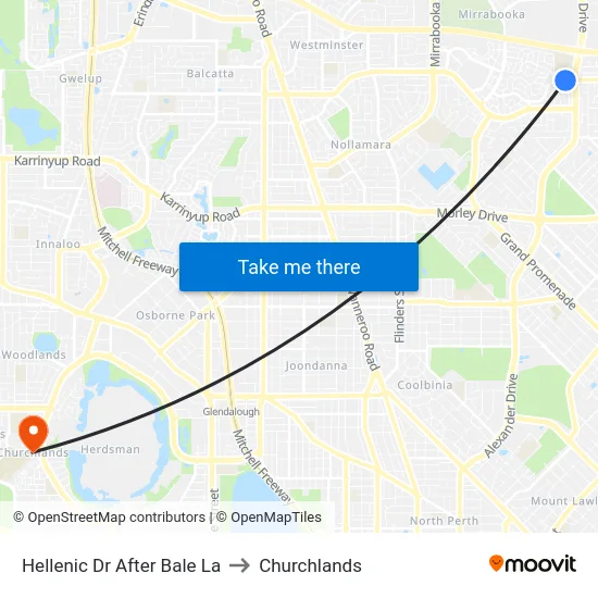 Hellenic Dr After Bale La to Churchlands map