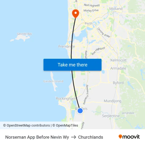 Norseman App Before Nevin Wy to Churchlands map