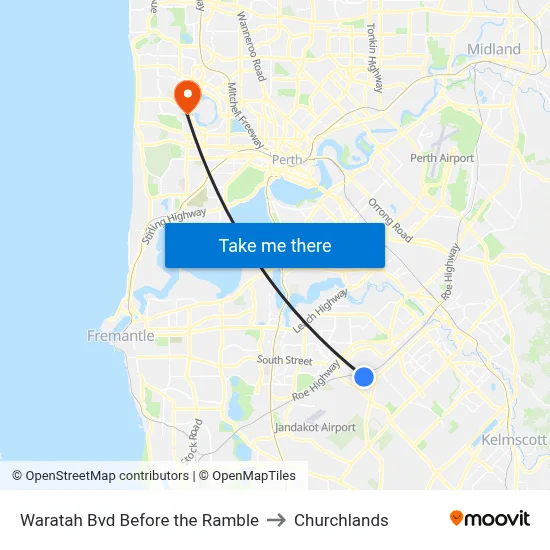 Waratah Bvd Before the Ramble to Churchlands map