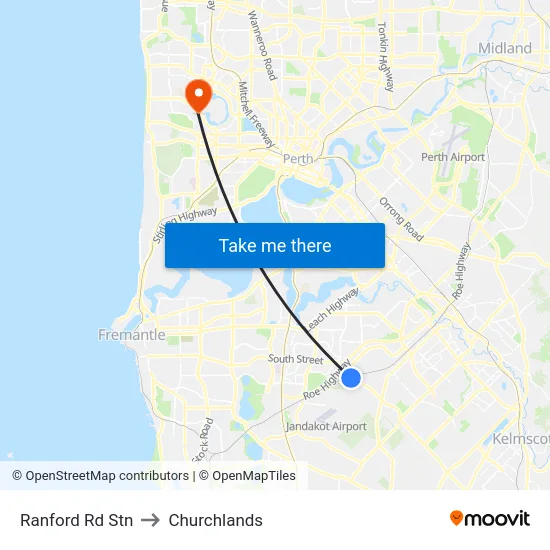 Ranford Rd Stn to Churchlands map