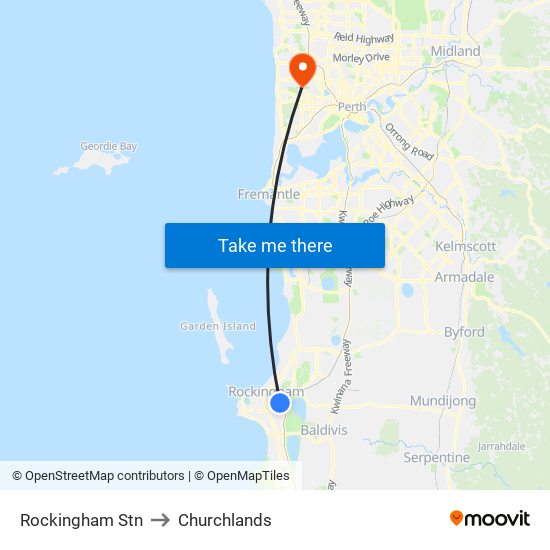 Rockingham Stn to Churchlands map