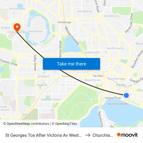 St Georges Tce After Victoria Av Westbound to Churchlands map