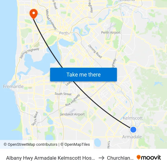 Albany Hwy Armadale Kelmscott Hospital to Churchlands map