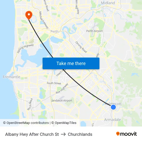 Albany Hwy After Church St to Churchlands map