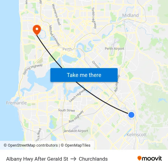 Albany Hwy After Gerald St to Churchlands map