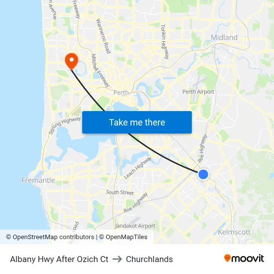 Albany Hwy After Ozich Ct to Churchlands map