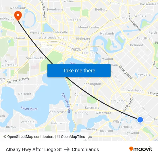 Albany Hwy After Liege St to Churchlands map