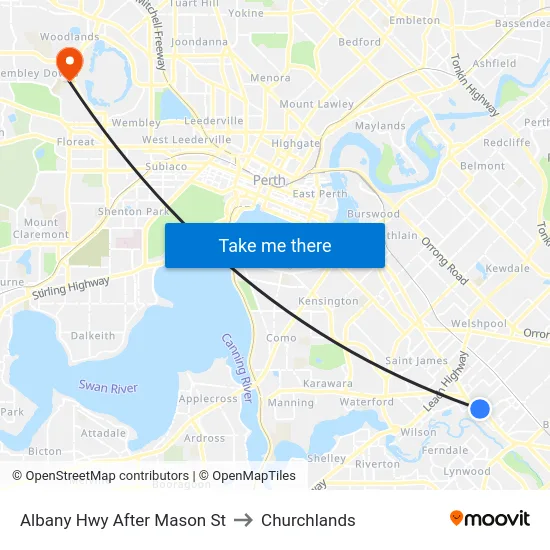 Albany Hwy After Mason St to Churchlands map