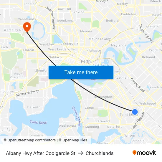 Albany Hwy After Coolgardie St to Churchlands map