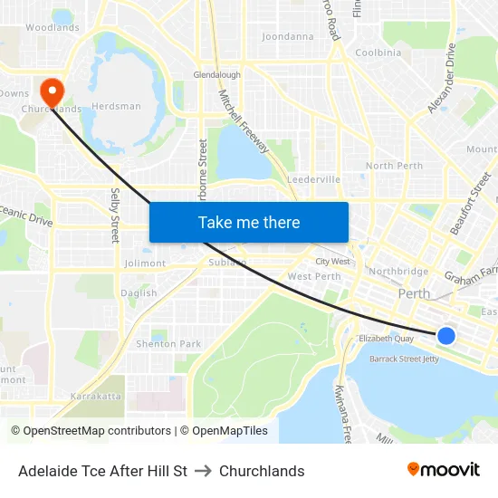 Adelaide Tce After Hill St to Churchlands map