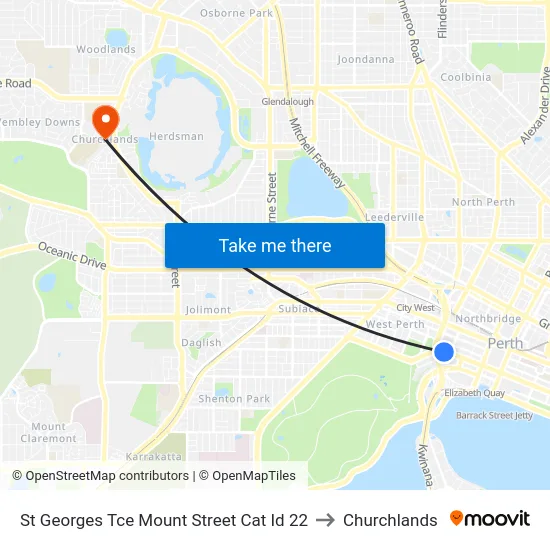 St Georges Tce Mount Street Cat Id 22 to Churchlands map