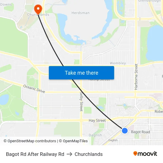 Bagot Rd After Railway Rd to Churchlands map