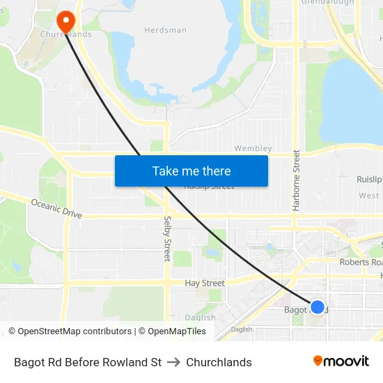 Bagot Rd Before Rowland St to Churchlands map