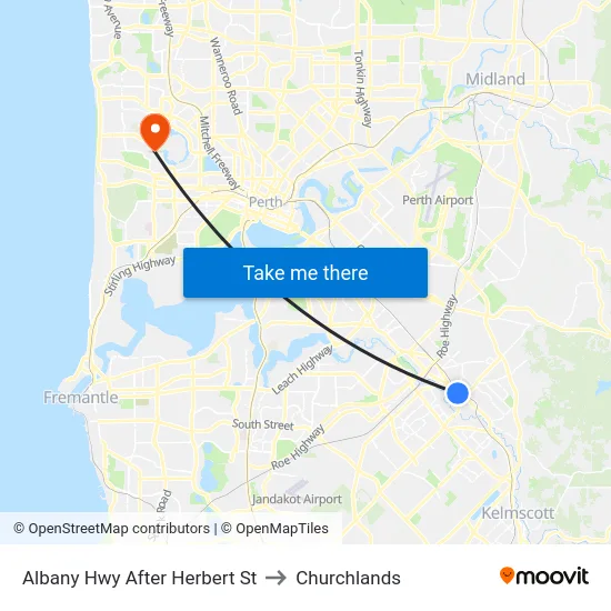 Albany Hwy After Herbert St to Churchlands map