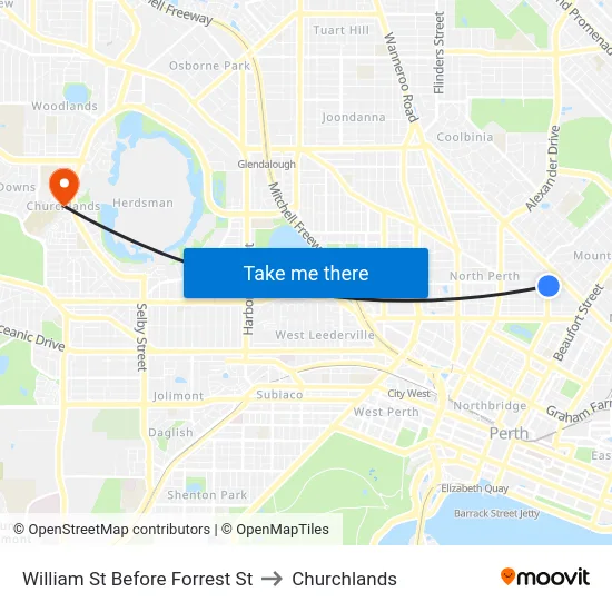 William St Before Forrest St to Churchlands map