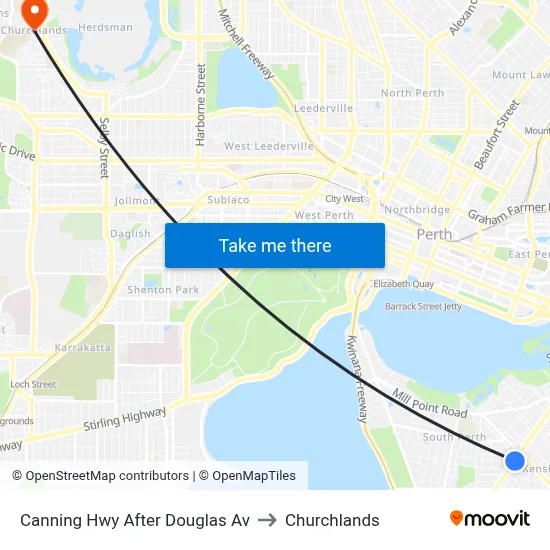 Canning Hwy After Douglas Av to Churchlands map