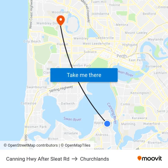 Canning Hwy After Sleat Rd to Churchlands map