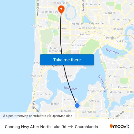 Canning Hwy After North Lake Rd to Churchlands map