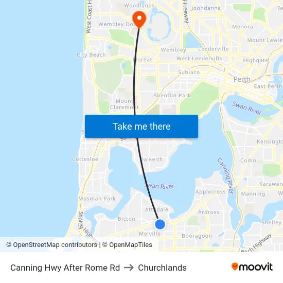 Canning Hwy After Rome Rd to Churchlands map