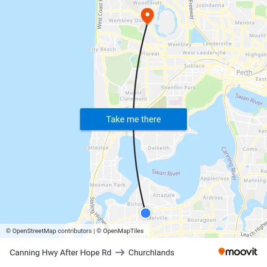 Canning Hwy After Hope Rd to Churchlands map